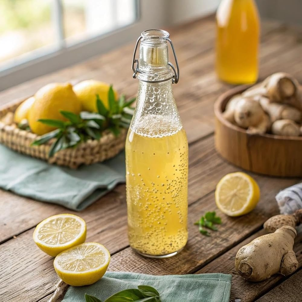 Bebida Probiótica Té Burbujeante Health Ade Kombucha Ginger Lemon 473 mL