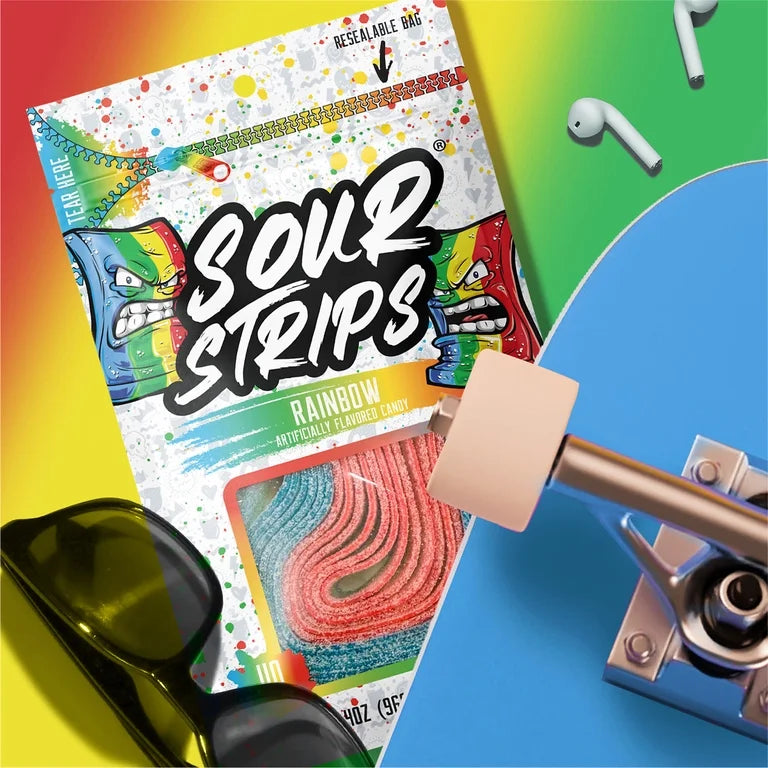 Gomitas Ácidas Sour Strips Rainbow 96g