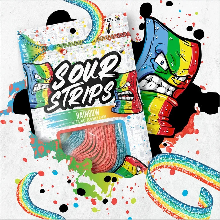 Gomitas Ácidas Sour Strips Rainbow 96g