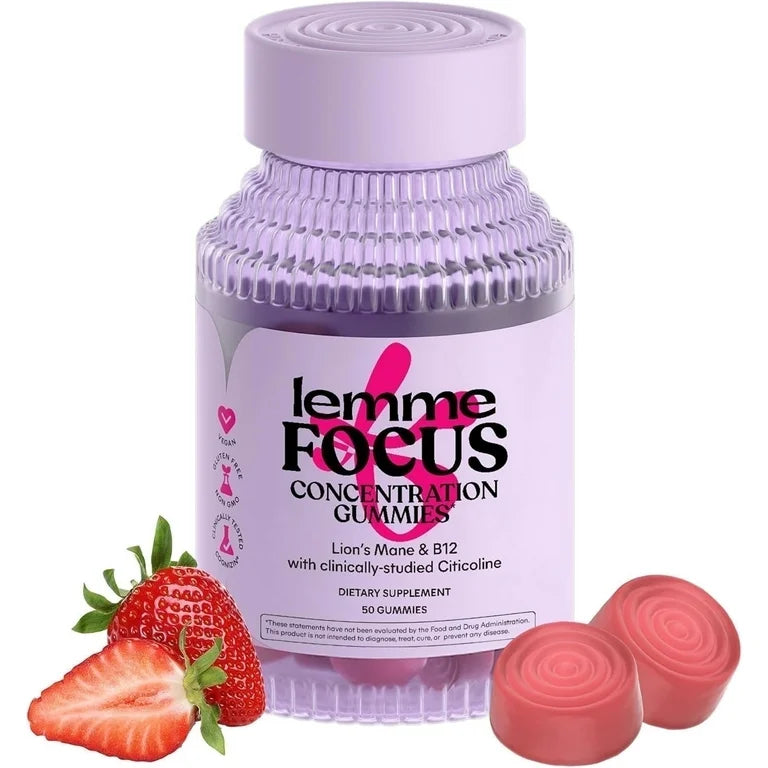CONCENTRATION: Gomitas Lemme Focus Lion’s Mane & B12 Sabor Fresa x50 Unidades