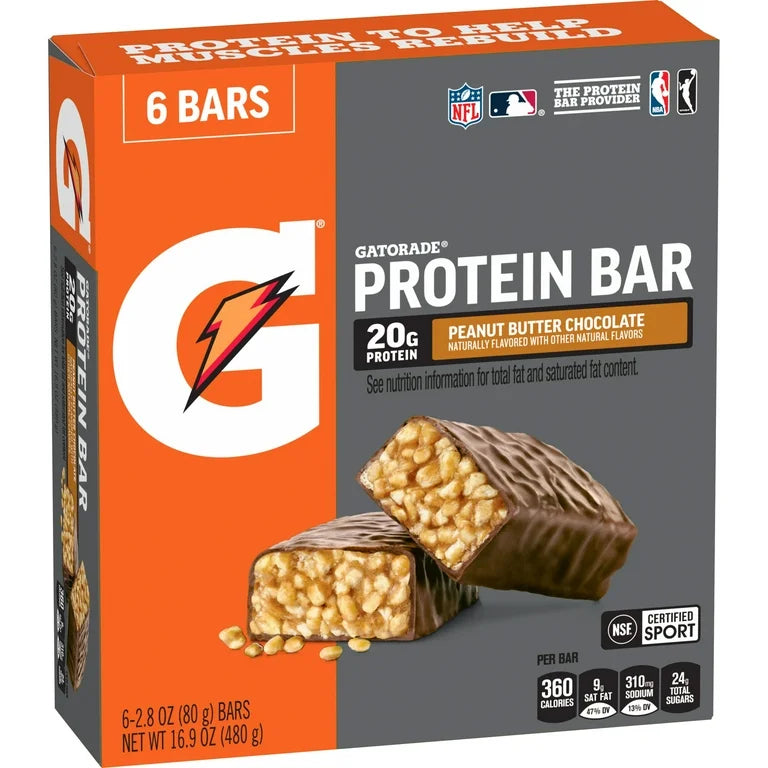 Barras Proteína Gatorade Peanut Butter Chocolate x6 Unidades - 480g