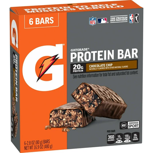 Barras Proteína Gatorade Chocolate Chip x6 Unidades - 480g