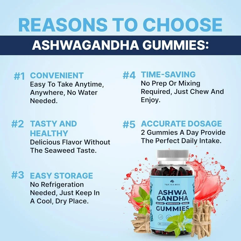 ASHWAGANDHA: Gomitas True Sea Moss x60 Unidades