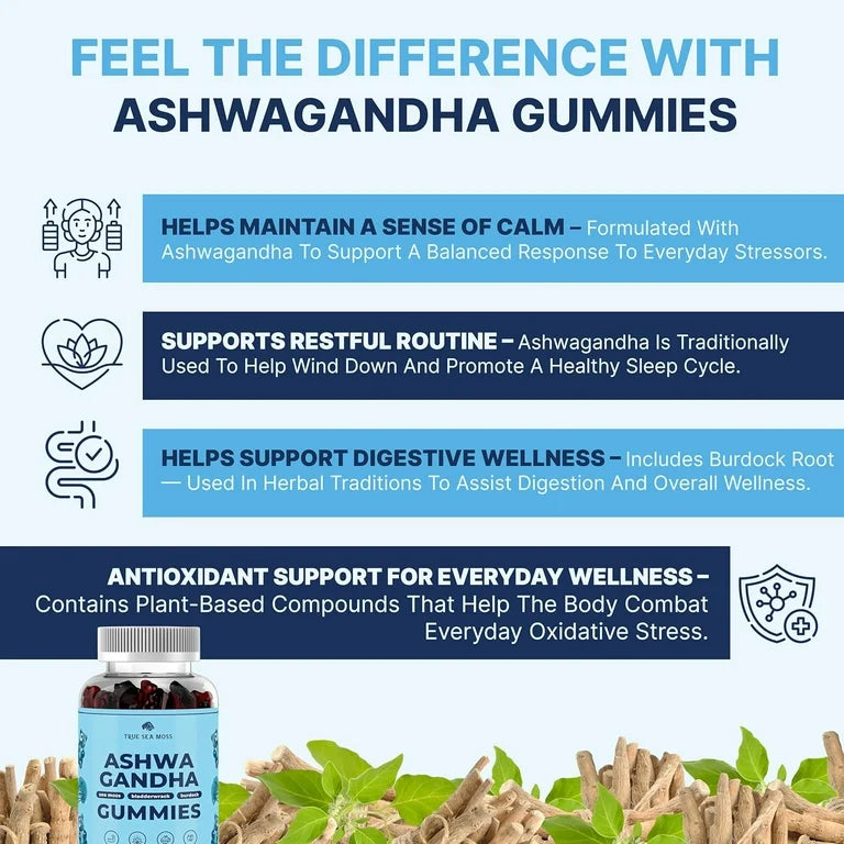 ASHWAGANDHA: Gomitas True Sea Moss x60 Unidades