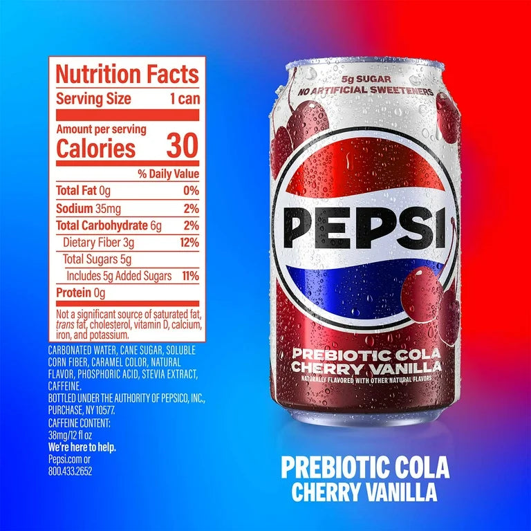 Pepsi Prebiotic Cola Cherry Vanilla 355 mL