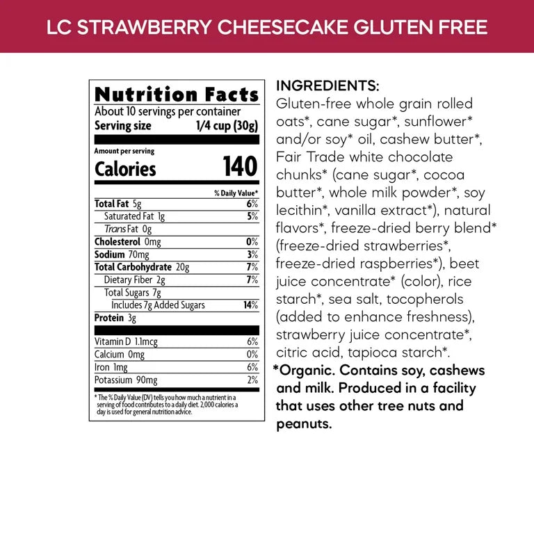 Granola Orgánica Love Crunch Strawberry Cheesecake 312g