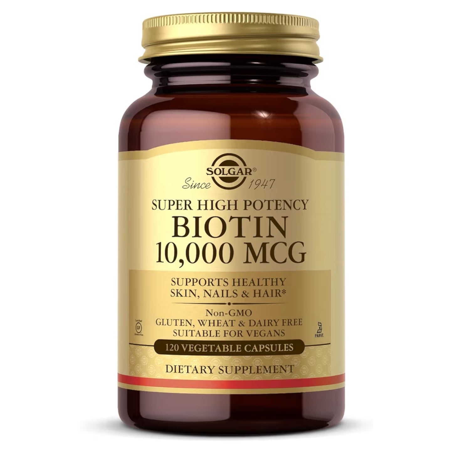 BIOTIN: Cápsulas Vegetales Solgar Super High Potency 10.000 MCG x120 Unidades