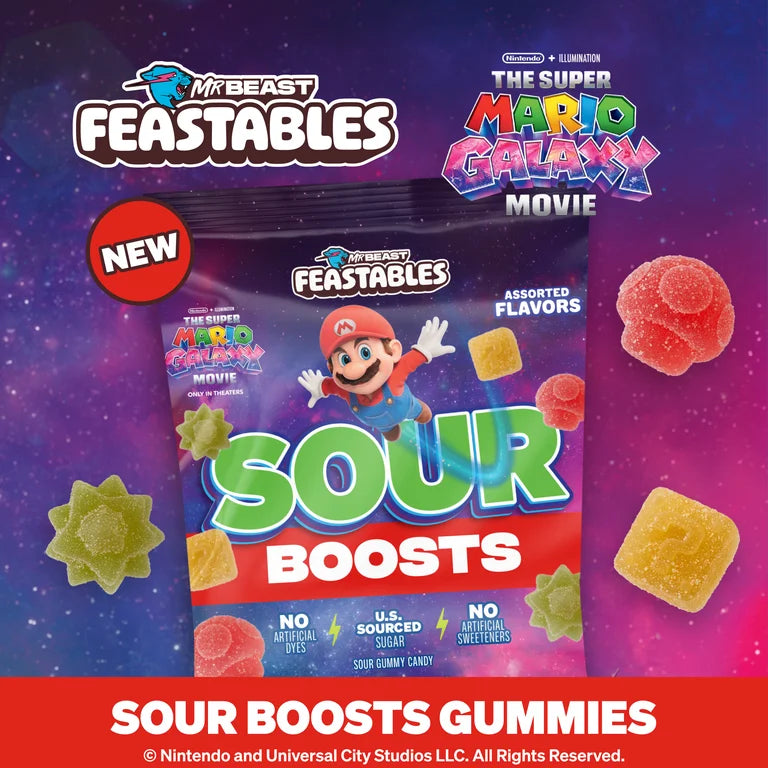 EDICIÓN LIMITADA: Gomitas Feastables Mr Beast x Super Mario Galaxy Sour Boosts 127g