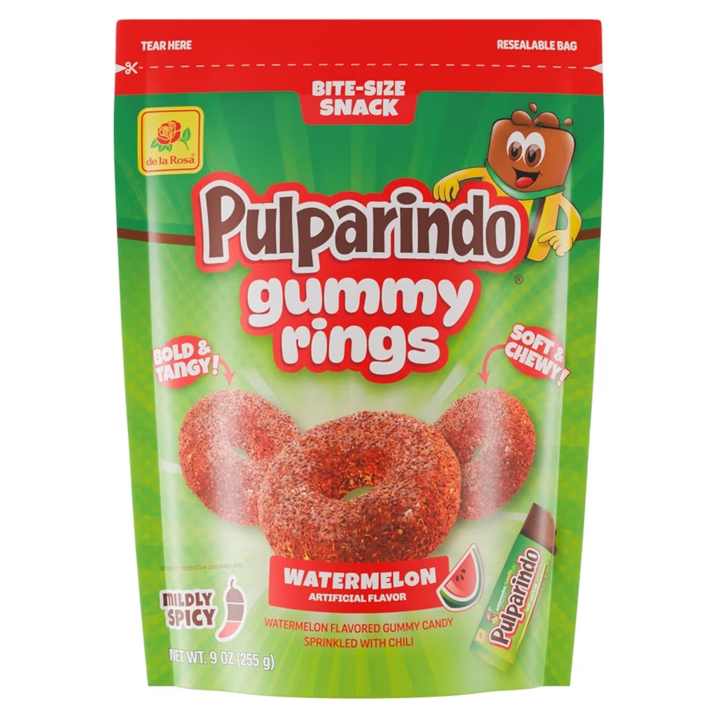 Gomitas Pulparindo Sandía Gummy Rings Tamaño Grande 255g