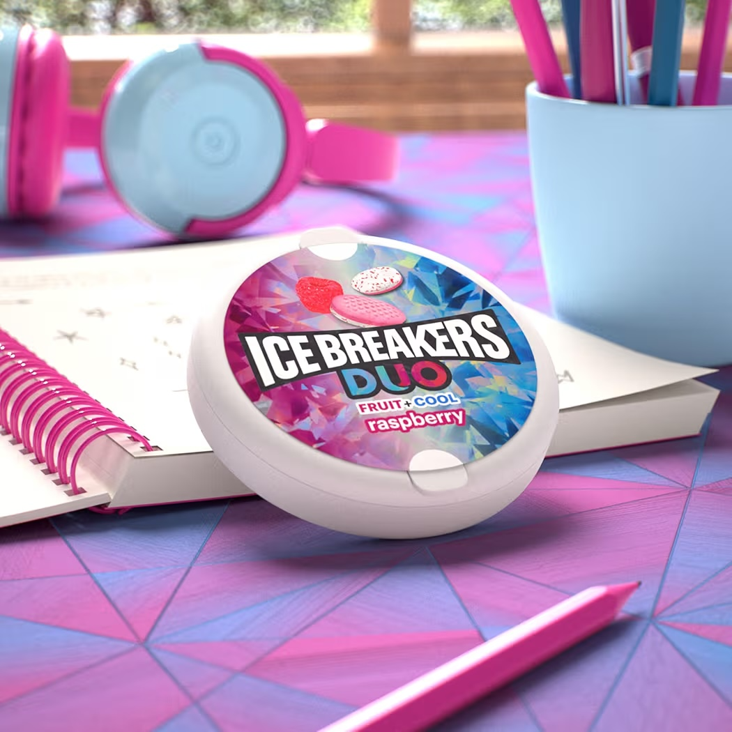 Mentas Ice Breakers Duo Sin Azúcar Fruit + Cool Raspberry 36g