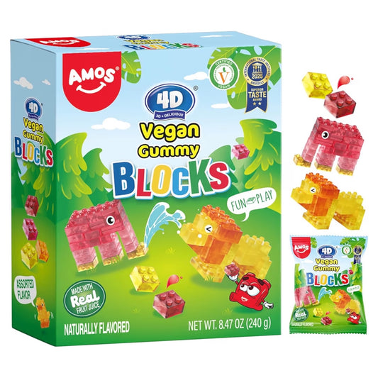 Gomitas Veganas Fruta Amos 4D Blocks Tamaño Grande 240g