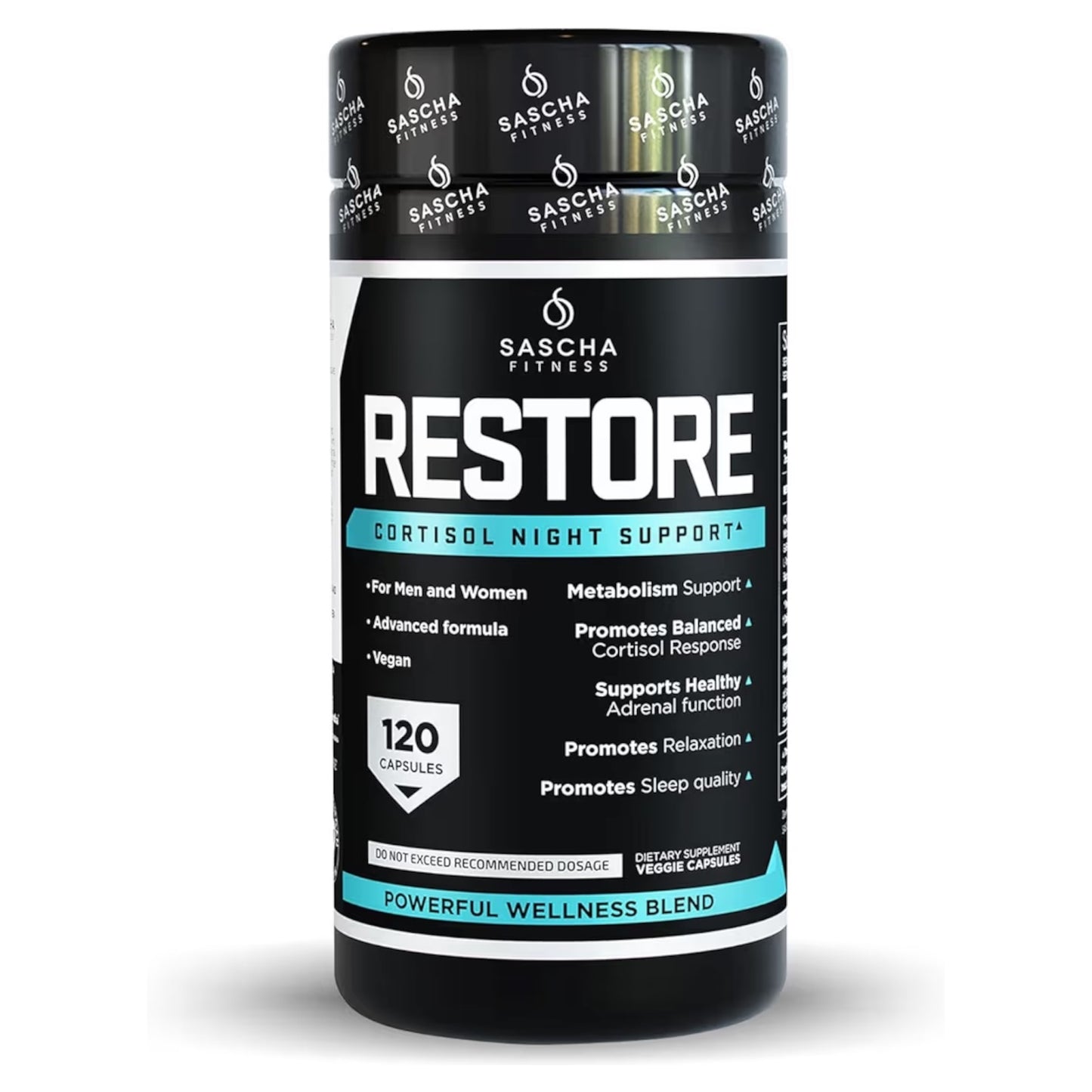 RESTORE: Cápsulas Cortisol Sascha Fitness Night Support x120 Unidades