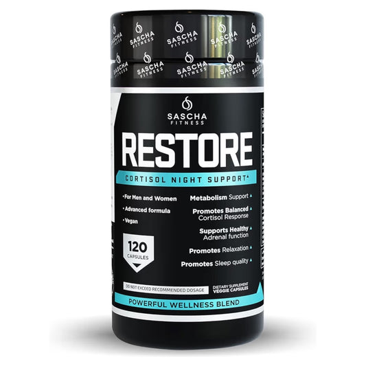 RESTORE: Cápsulas Cortisol Sascha Fitness Night Support x120 Unidades