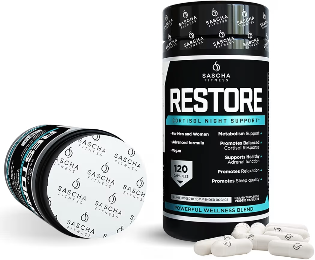 RESTORE: Cápsulas Cortisol Sascha Fitness Night Support x120 Unidades
