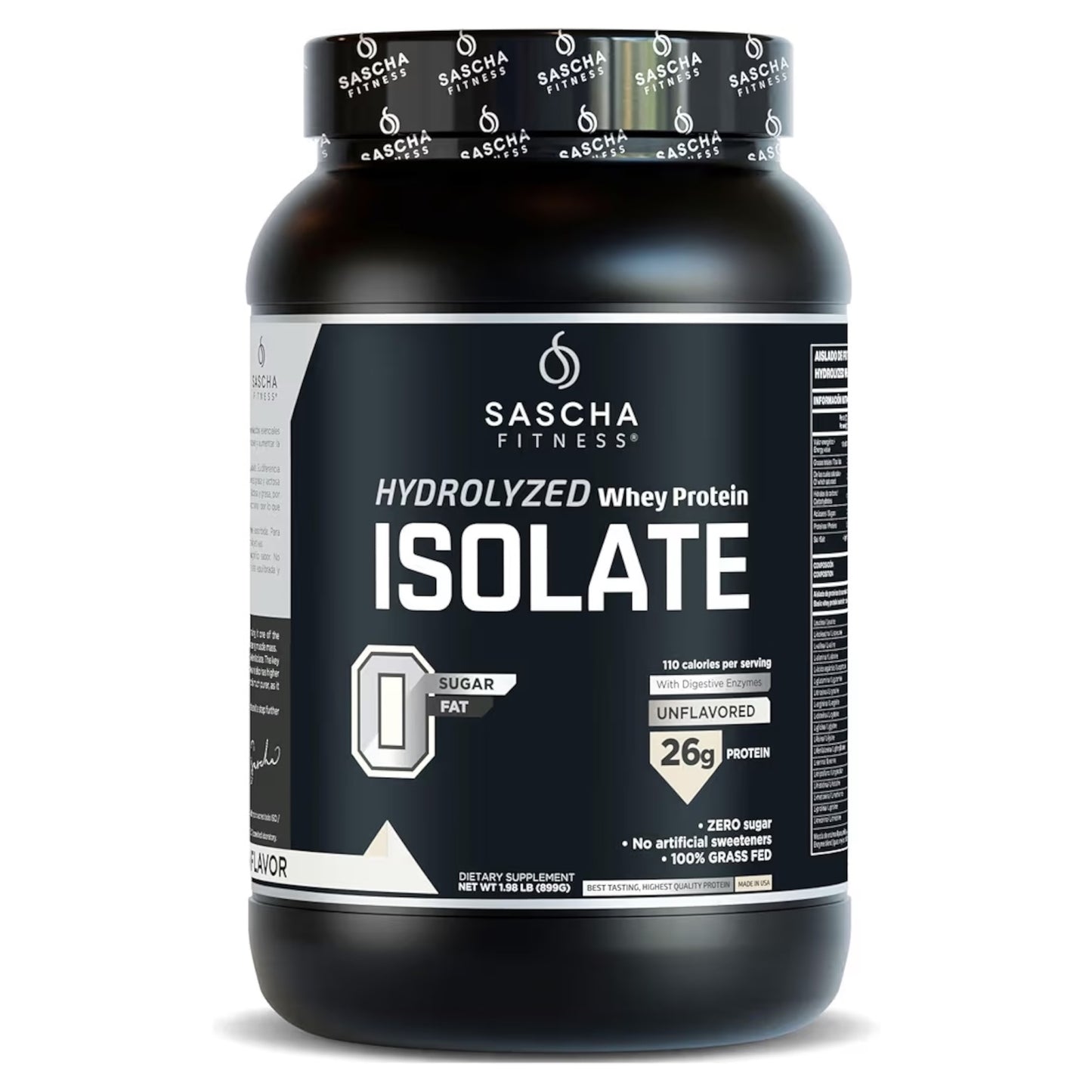ISOLATE: Proteína Suero Hidrolizado Sascha Fitness Sin Sabor 899g