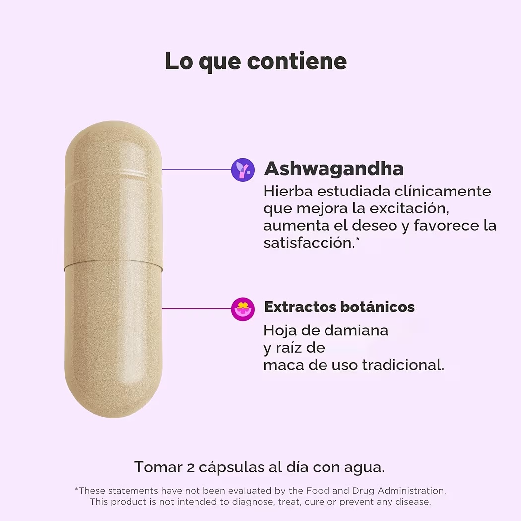 LOVIN’ LIBIDO: Cápsulas Vegetales Olly Ashwagandha, Maca & Damiana x40 Unidades