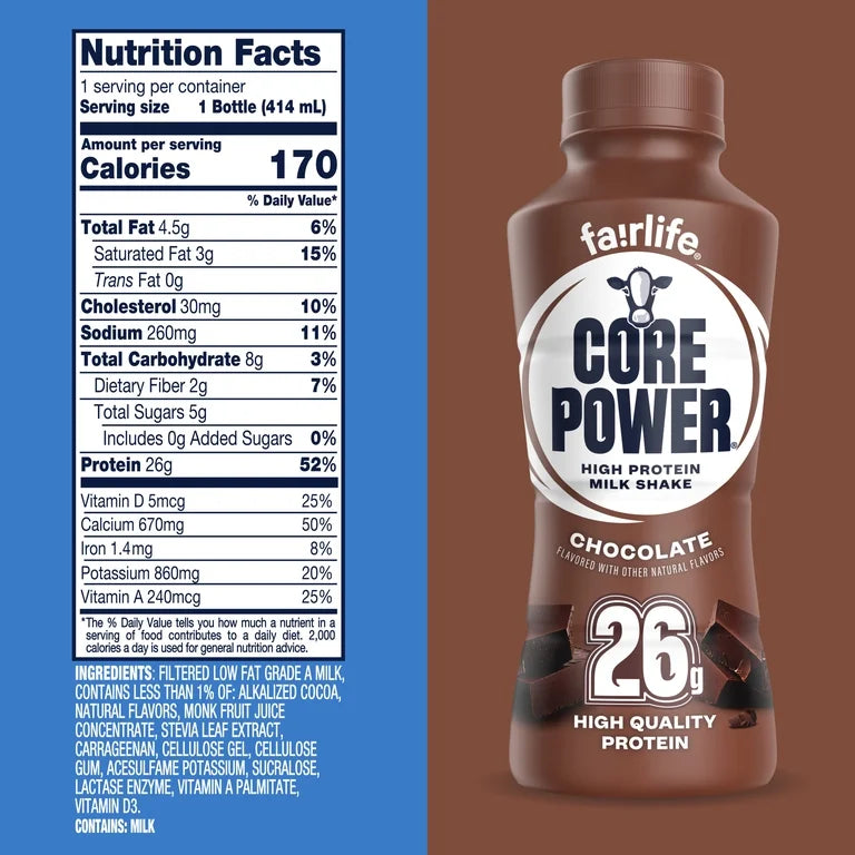 Batido Proteína 26g Core Power Chocolate 414 mL
