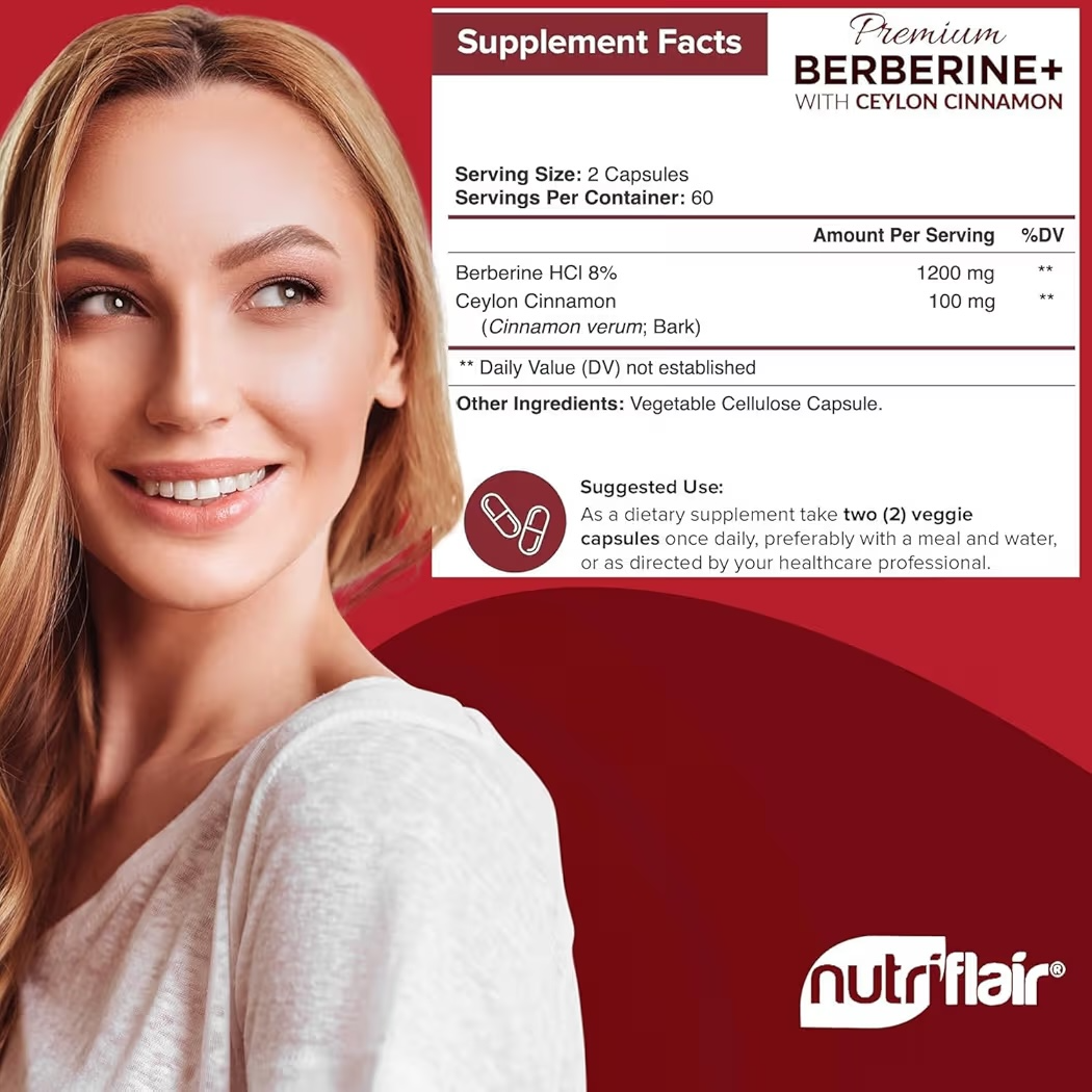 BERBERINE: Cápsulas Vegetales NutriFlair Ceylon Cinnamon x120 Unidades