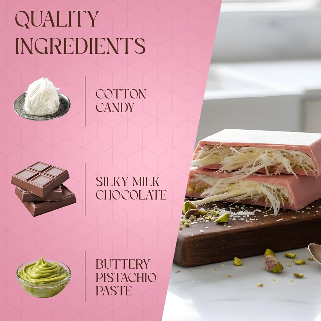 Barra Chocolate Angel Hair Dubai Style Beemax Pistachio, Cotton Candy & Raspberry 170g