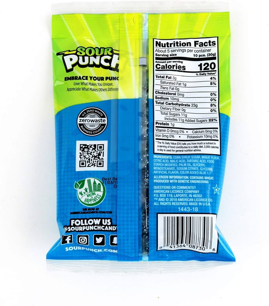 Gomitas Sour Punch Bites Mora Azul 142g