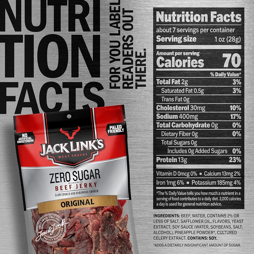Jack Link’s Beef Jerky Original Zero Sugar 13g Proteína 207g
