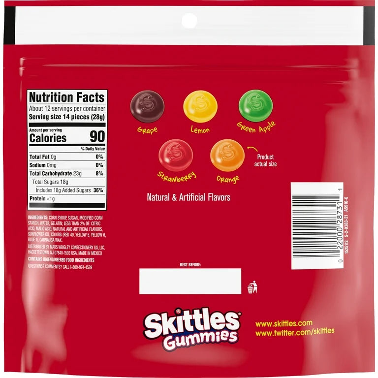 Gomitas Skittles Gummies Original Tamaño Familiar 340g