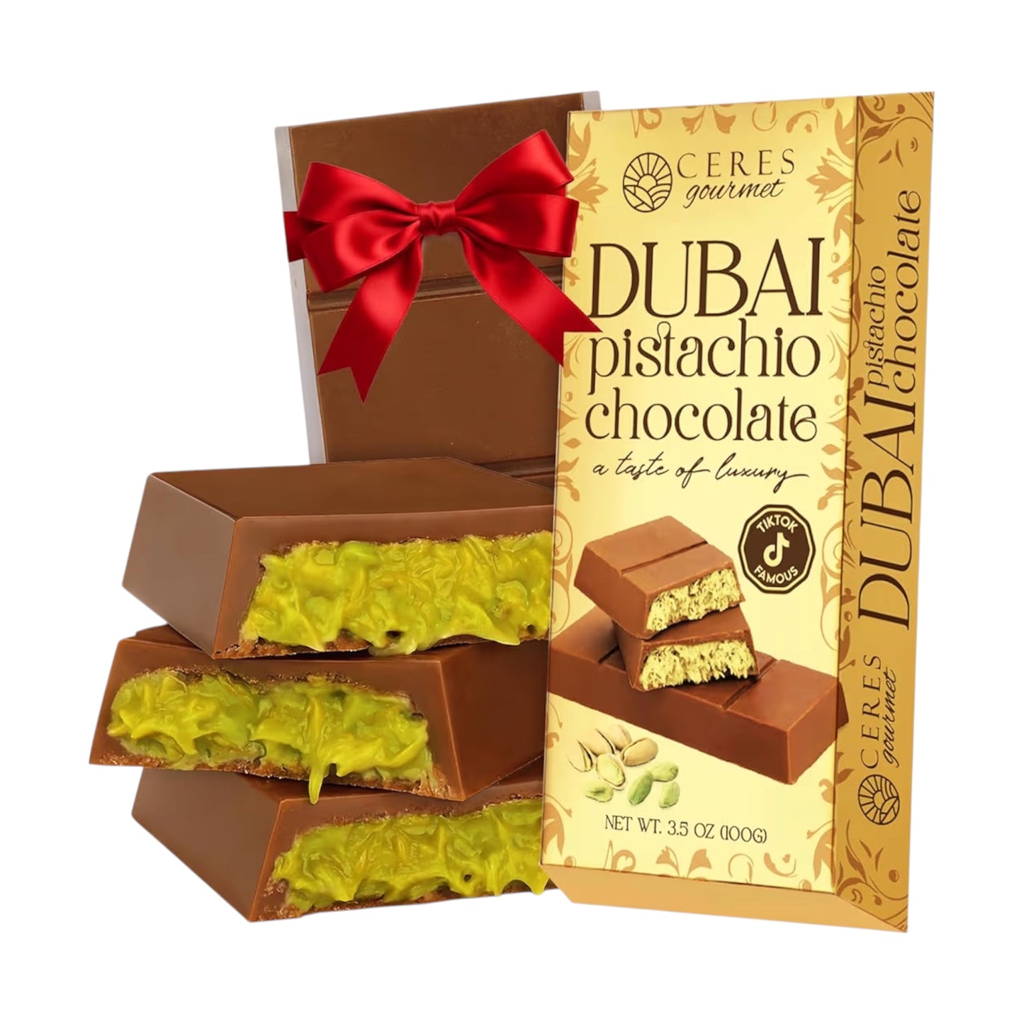 Barra Chocolate Dubai Style Ceres Gourmet Pistachio & Kadayif 100g
