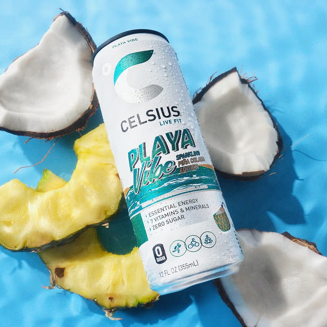 Bebida Energética Celsius Sparkling Piña Colada Playa Vibe Sin Azúcar 355 mL