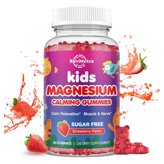 MAGNESIUM: Gomitas Sin Azúcar ReviNutra Calming Gummies Kids Fresa x60 Unidades