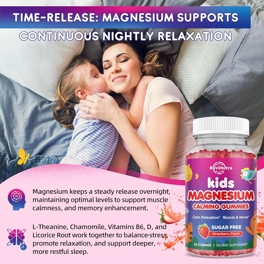 MAGNESIUM: Gomitas Sin Azúcar ReviNutra Calming Gummies Kids Fresa x60 Unidades