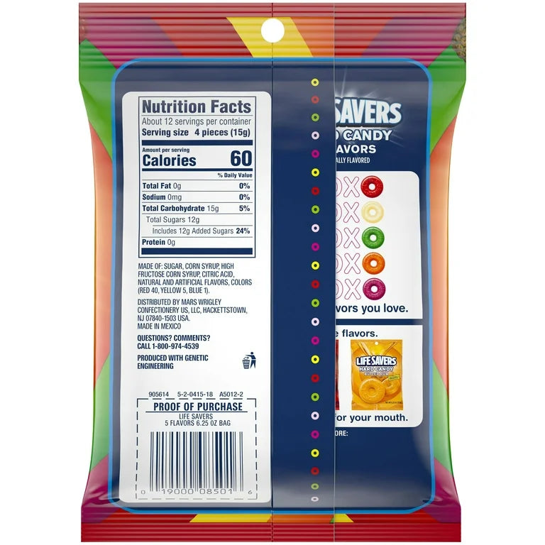 Caramelos Duros Lifesavers 5 Sabores Tamaño Grande 177g