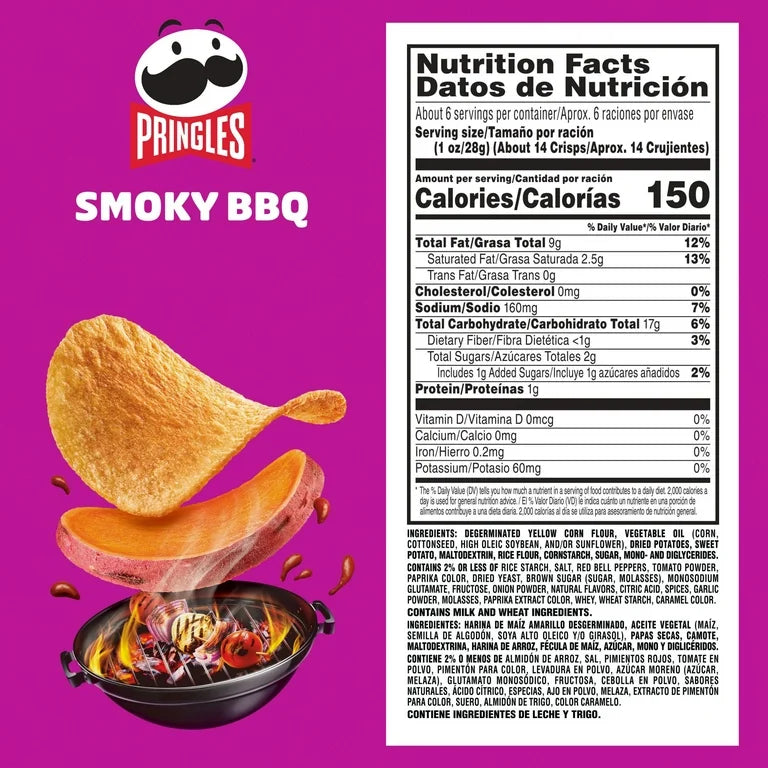 Pringles Smoky BBQ Harvest Blends con Batata 155g