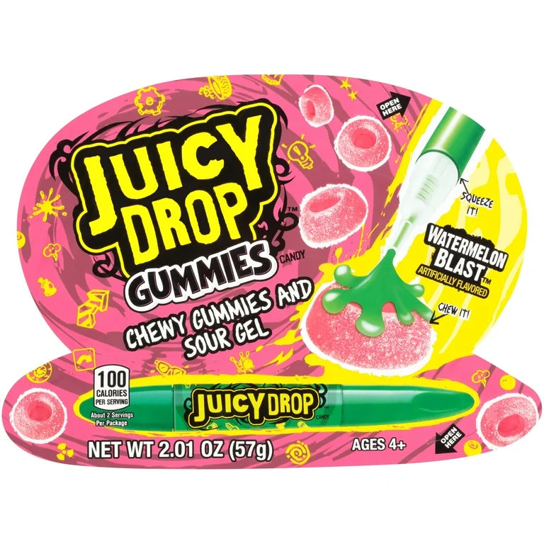 Gomitas Juicy Drop + Lápiz Gel Ácido 57g