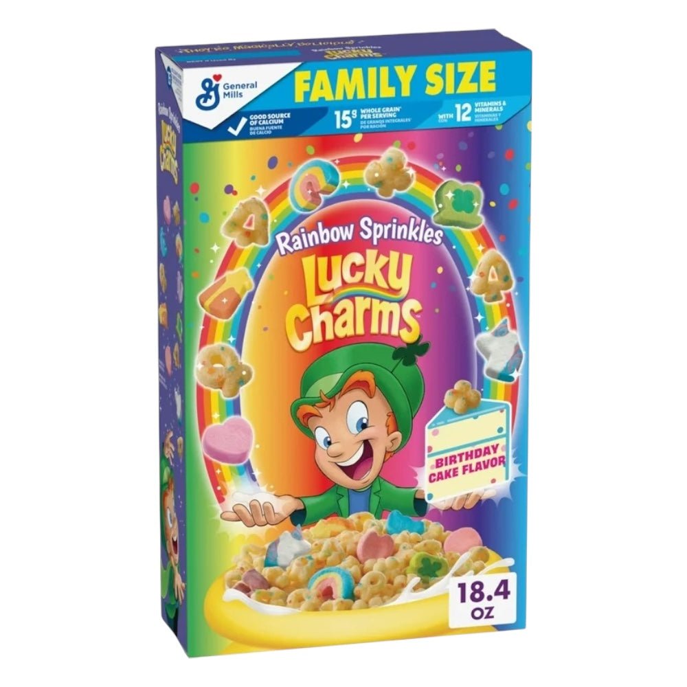 Cereal Lucky Charms Rainbow Sprinkles Birthday Cake Flavor Tamaño Familiar 521g - NexoVerse